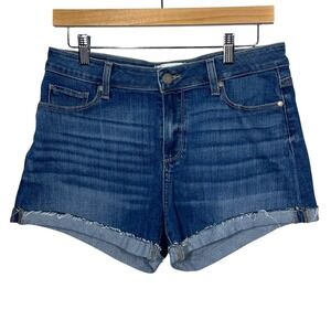 PAIGE Jimmy Jimmy Short Dillian Blue Denim Raw Cuff Shorts Size 29 WJ435